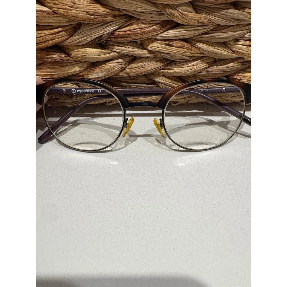 Eyecroxx Round‎ Tortoise Silver Metal Frame Glasses Spectacles Eyewear
